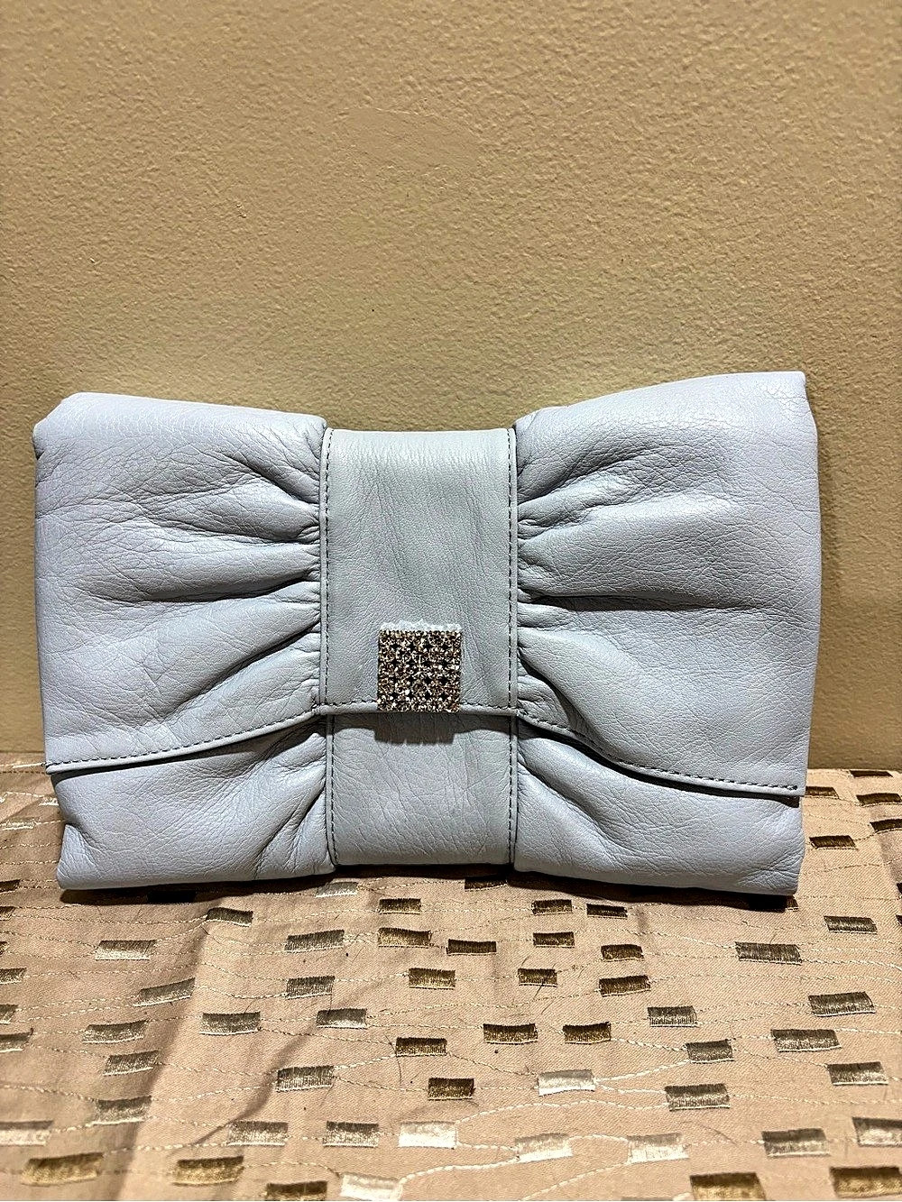 Banana Republic Ruched Faux Leather Clutch in  Light Blue NWT